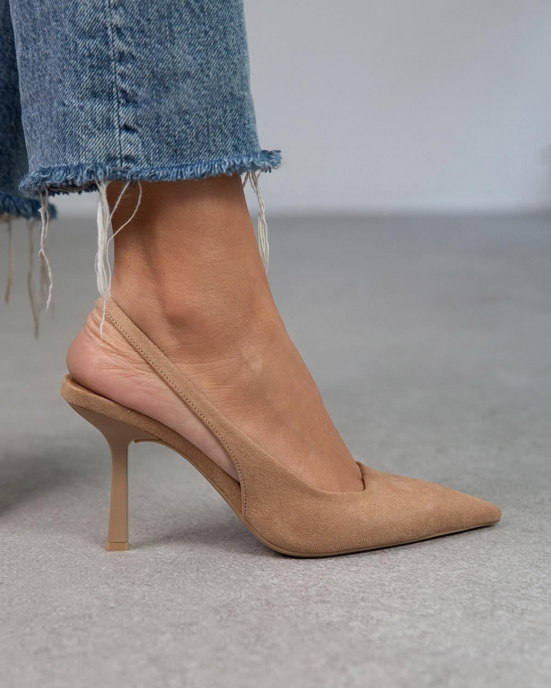 Grace | Women's White Slingback Heels with Pointed Toe 2