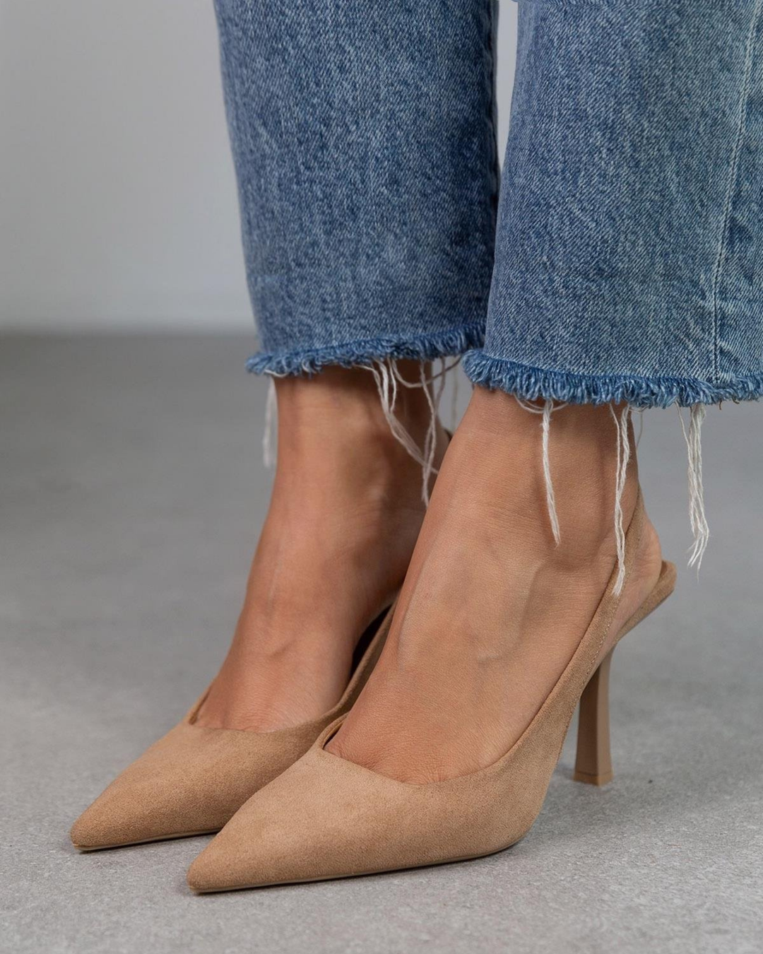Grace | Women's White Slingback Heels with Pointed Toe 3