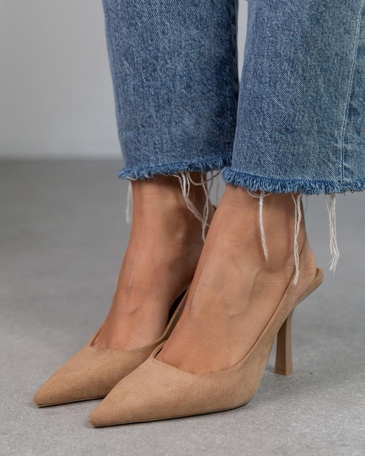 Grace | Women's White Slingback Heels with Pointed Toe 3