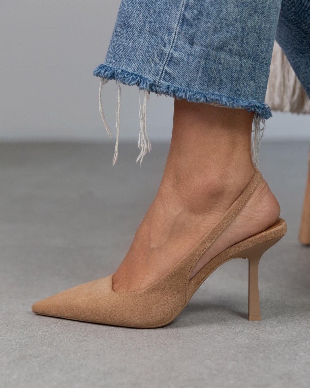 Grace | Women's White Slingback Heels with Pointed Toe 4