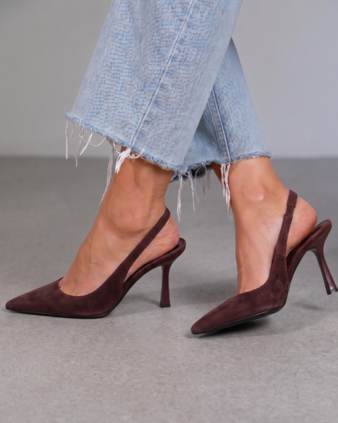 Grace | Women's White Slingback Heels with Pointed Toe 6