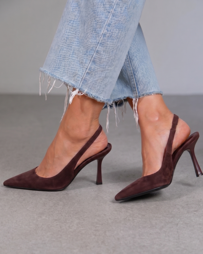 Grace | Women's White Slingback Heels with Pointed Toe 6