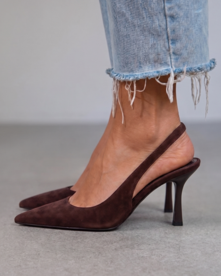 Grace | Women's White Slingback Heels with Pointed Toe 7