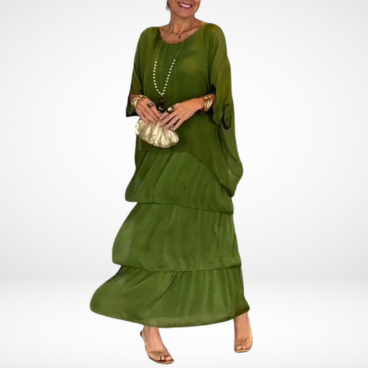 Lily | Women's A-Line Maxi Dress with Round Neckline 0