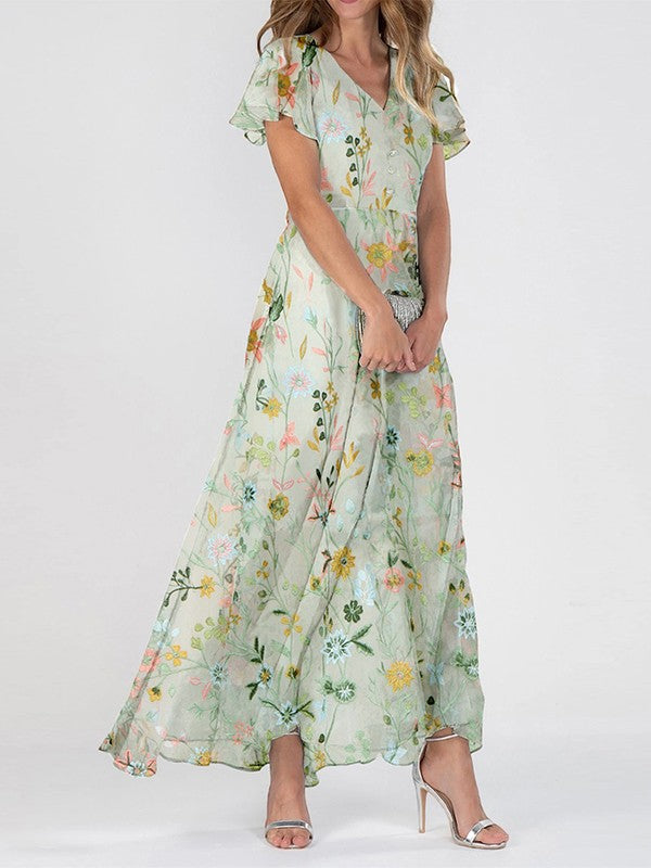 Lily | Women's Floral Maxi Dress V Neck 0