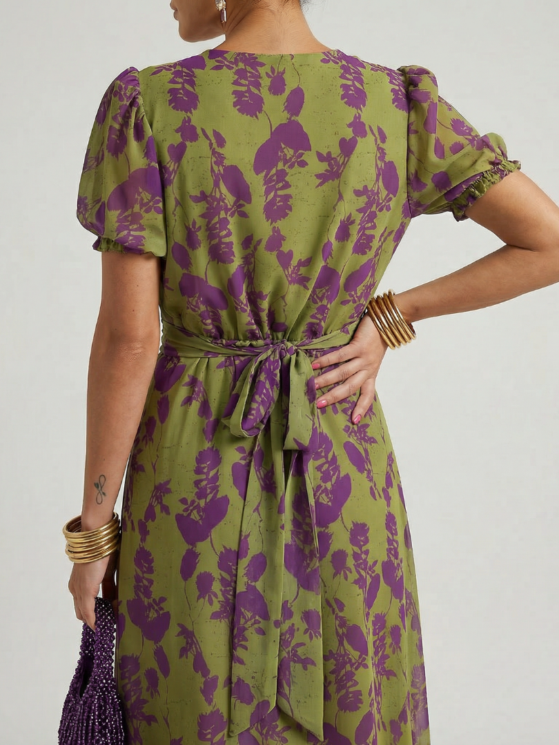 Lily | Women's Floral Midi Dress with Wrap Bodice 3