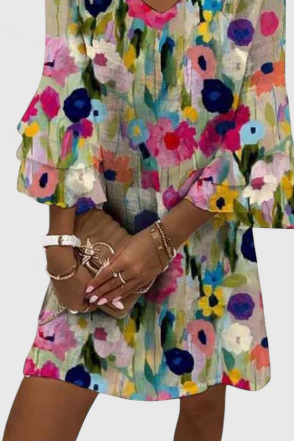 Lily | Women's Floral Mini Dress with V-Neckline 1