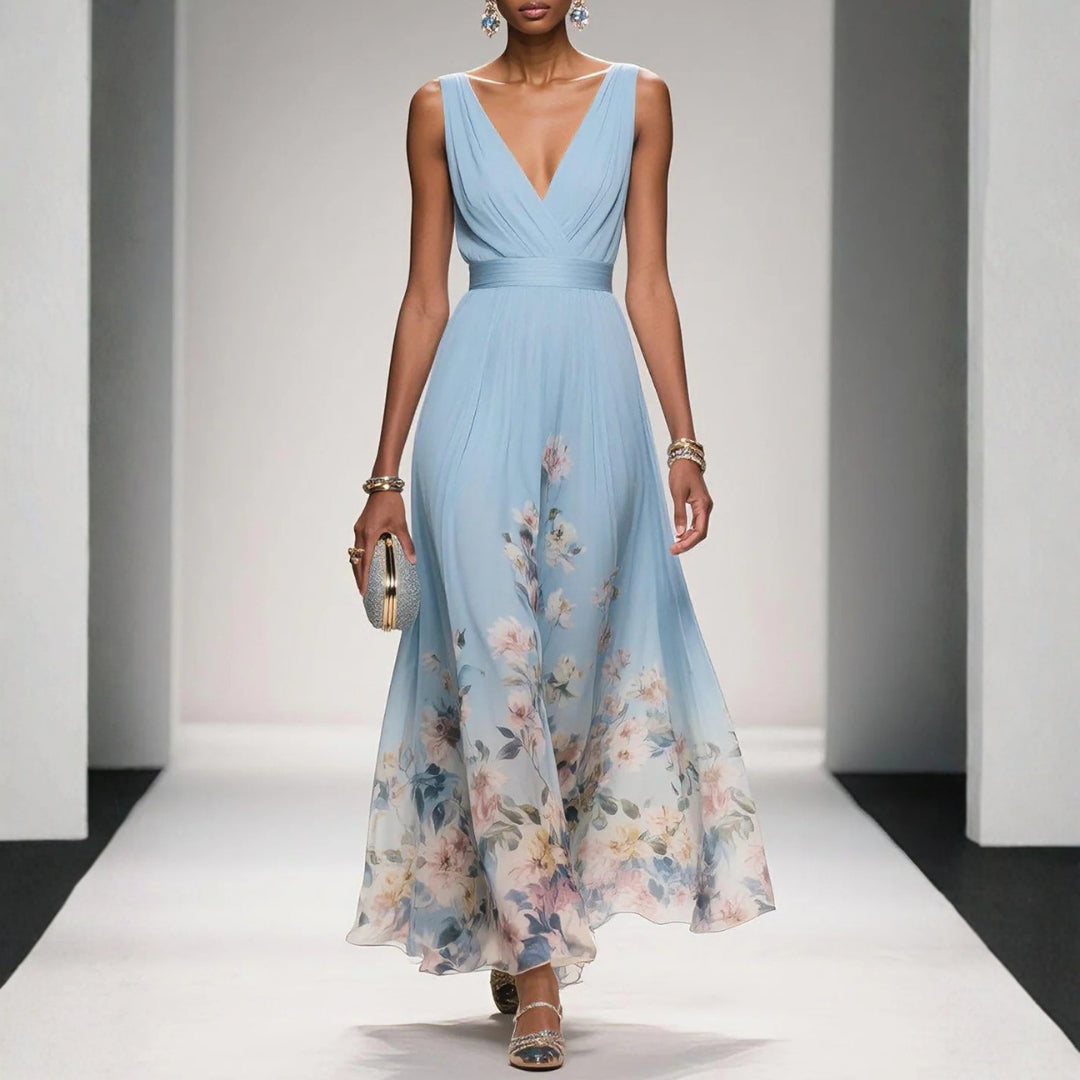 Lily | Women's Floral Print Maxi Dress with Wrap Neckline 0