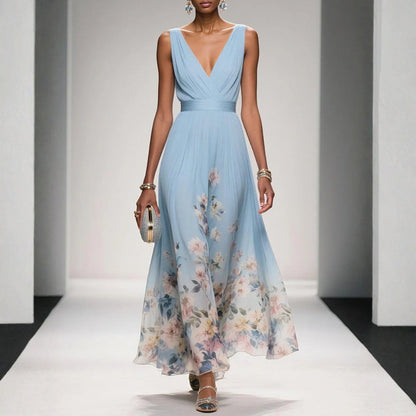 Lily | Women's Floral Print Maxi Dress with Wrap Neckline 0