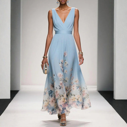 Lily | Women's Floral Print Maxi Dress with Wrap Neckline 0