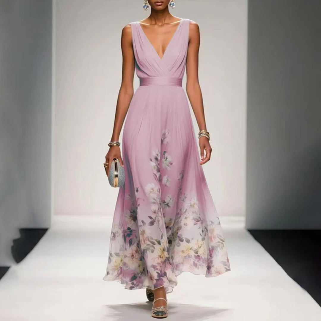 Lily | Women's Floral Print Maxi Dress with Wrap Neckline 1