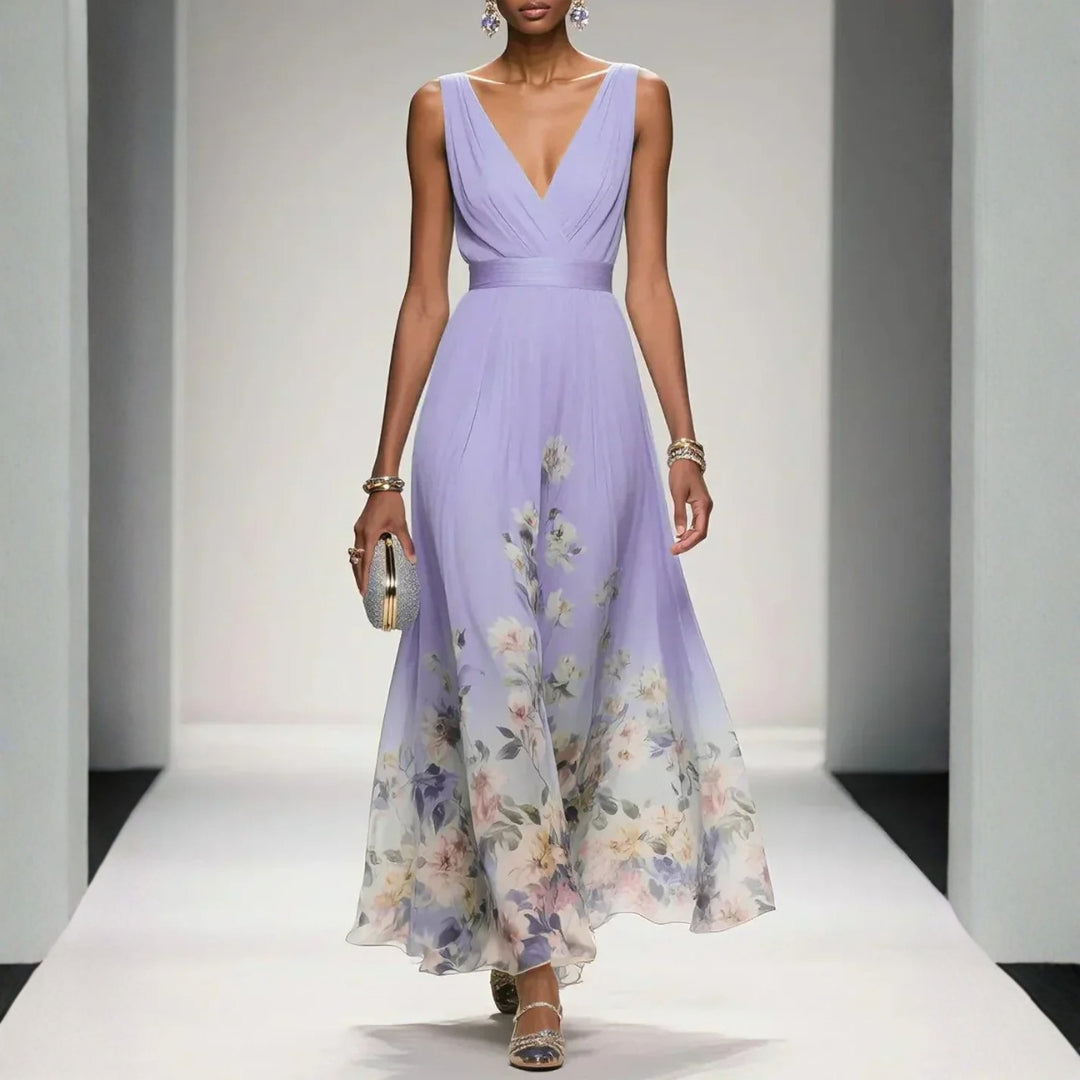 Lily | Women's Floral Print Maxi Dress with Wrap Neckline 2