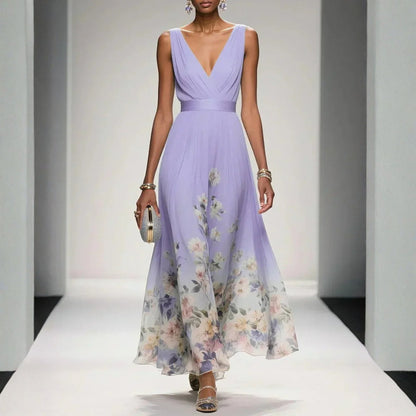 Lily | Women's Floral Print Maxi Dress with Wrap Neckline 2