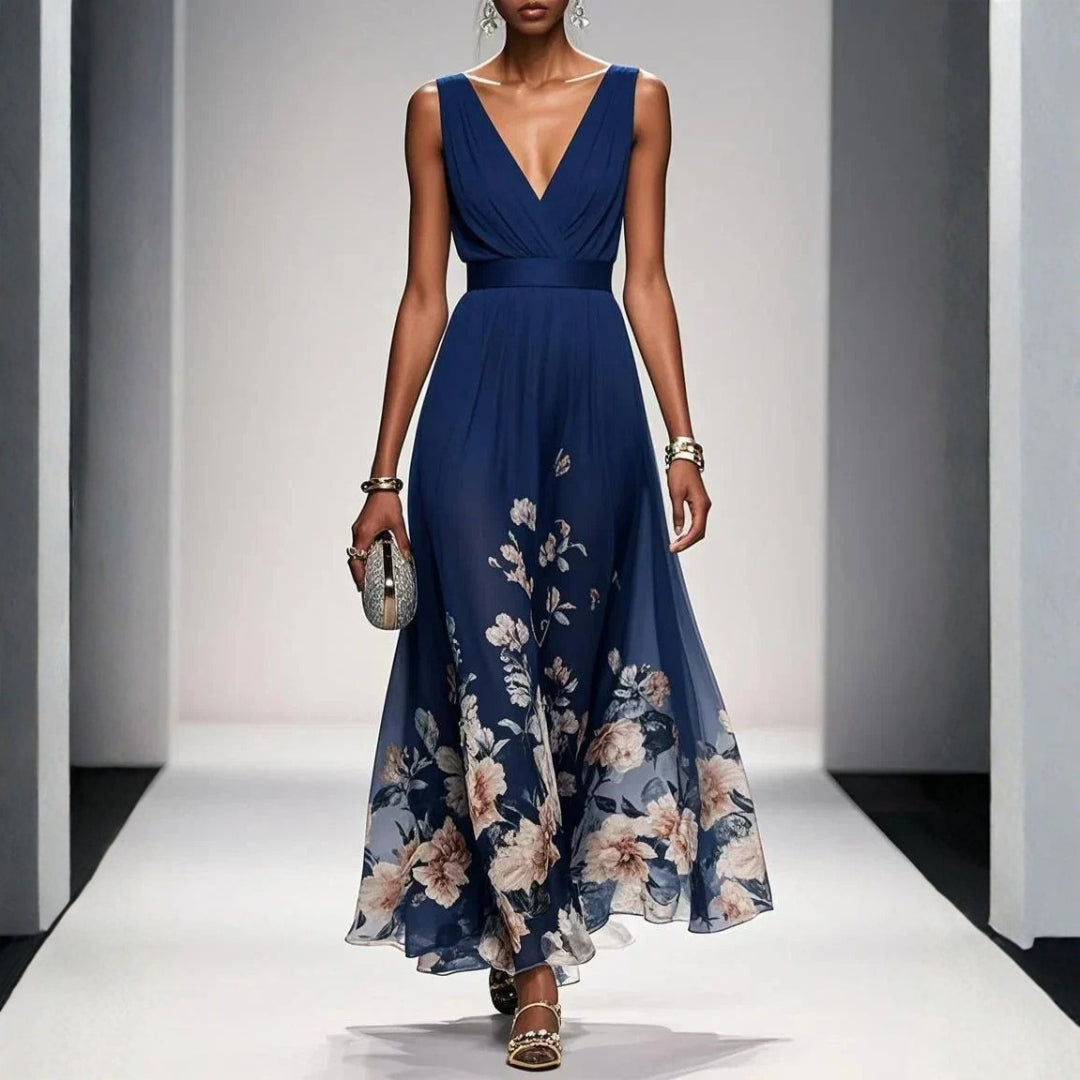 Lily | Women's Floral Print Maxi Dress with Wrap Neckline 4