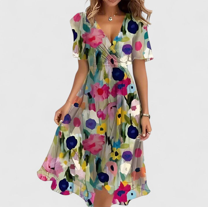 Lily | Women's Floral Short Dress with Flutter Sleeves 2