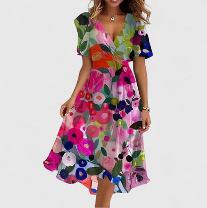 Lily | Women's Floral Short Dress with Flutter Sleeves 3
