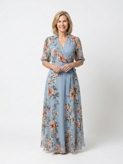 Lily | Women's Floral Wrap V Neck Maxi Dress 0