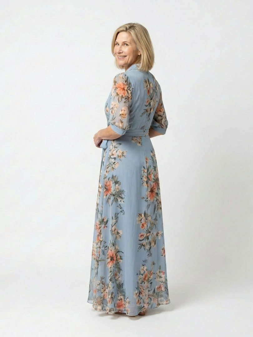 Lily | Women's Floral Wrap V Neck Maxi Dress 1