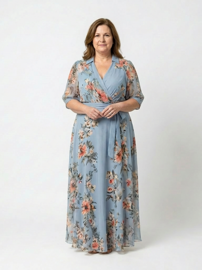 Lily | Women's Floral Wrap V Neck Maxi Dress 3