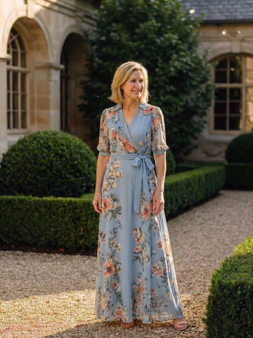 Lily | Women's Floral Wrap V Neck Maxi Dress 4