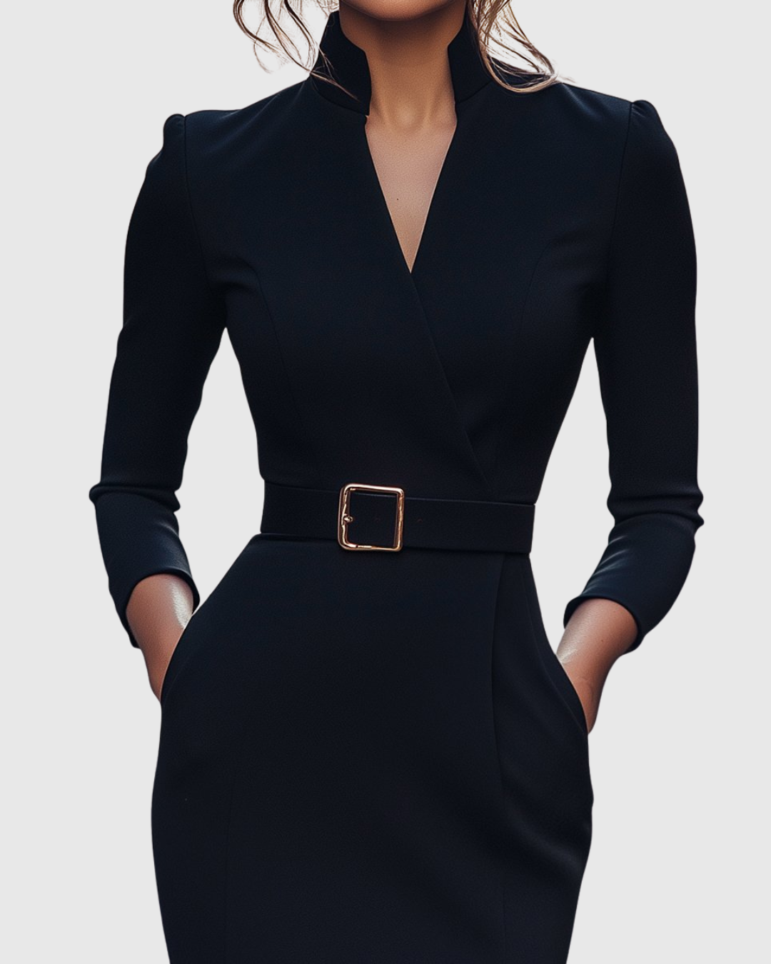 Lily | Women's Formal Midi Dress with Mock Wrap Neckline 2