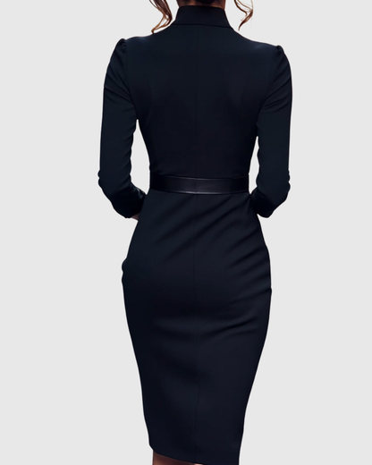Lily | Women's Formal Midi Dress with Mock Wrap Neckline 5