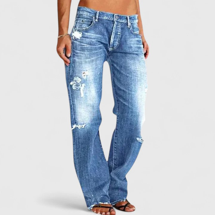 Lily | Women's Low Rise Distressed Straight Leg Jeans 0