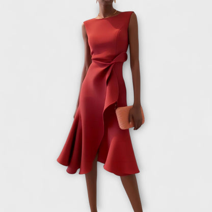 Lily | Women's Midi Cocktail Dress with Asymmetric Detail 0