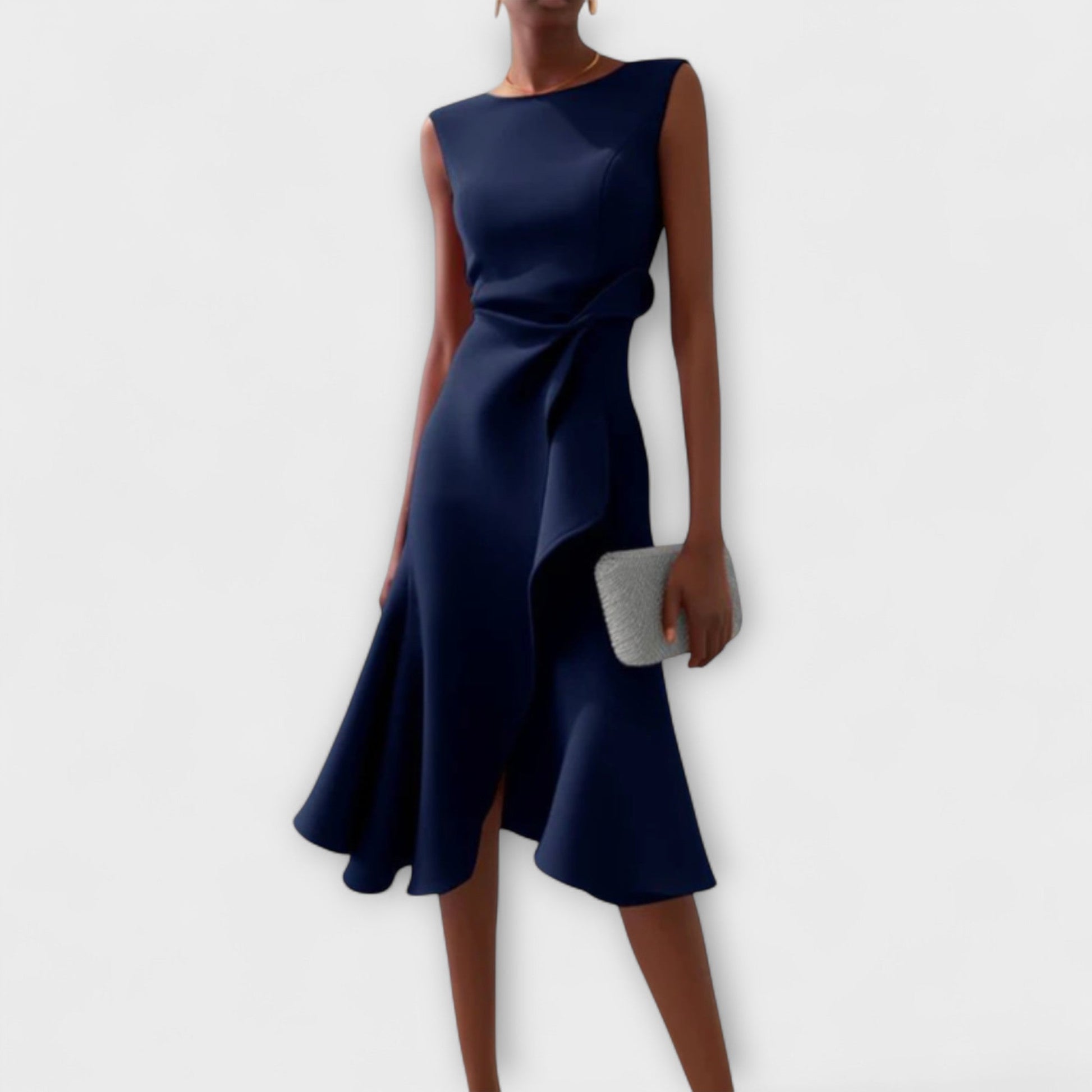 Lily | Women's Midi Cocktail Dress with Asymmetric Detail 2