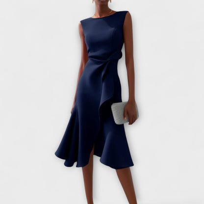 Lily | Women's Midi Cocktail Dress with Asymmetric Detail 2