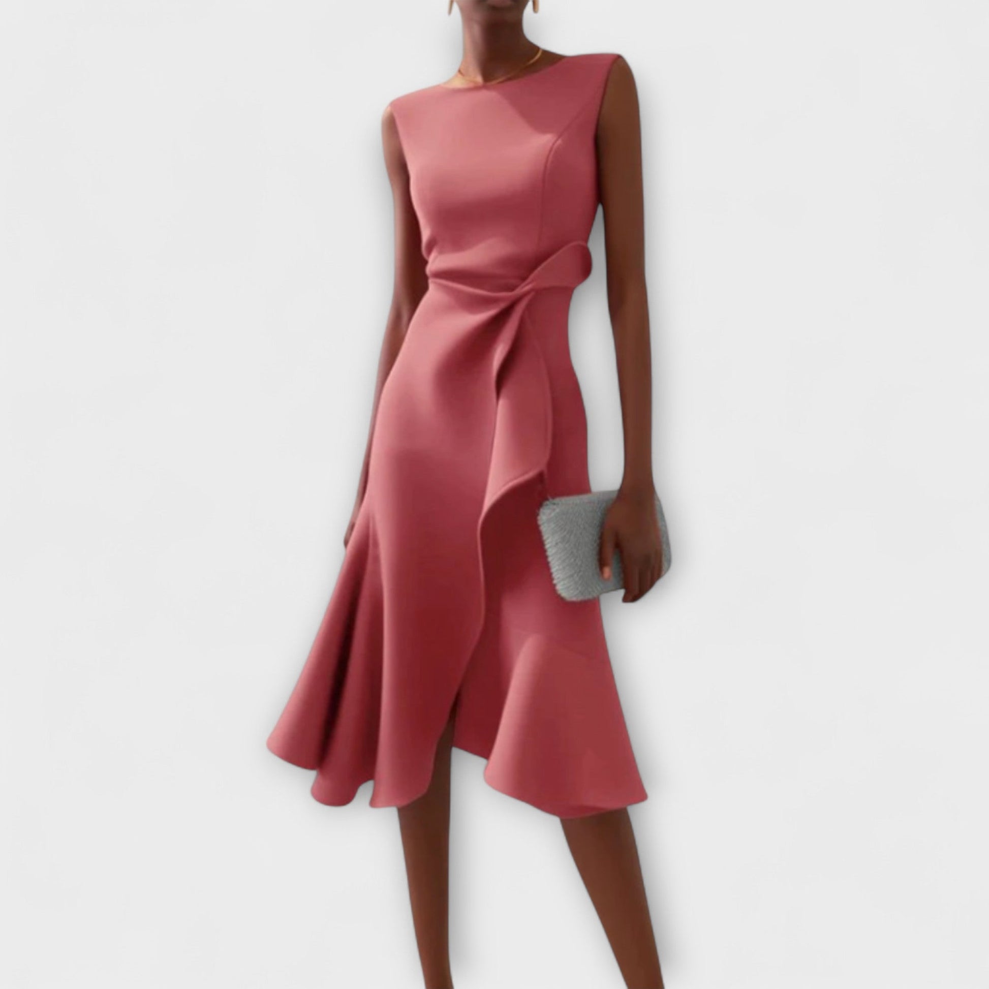 Lily | Women's Midi Cocktail Dress with Asymmetric Detail 3