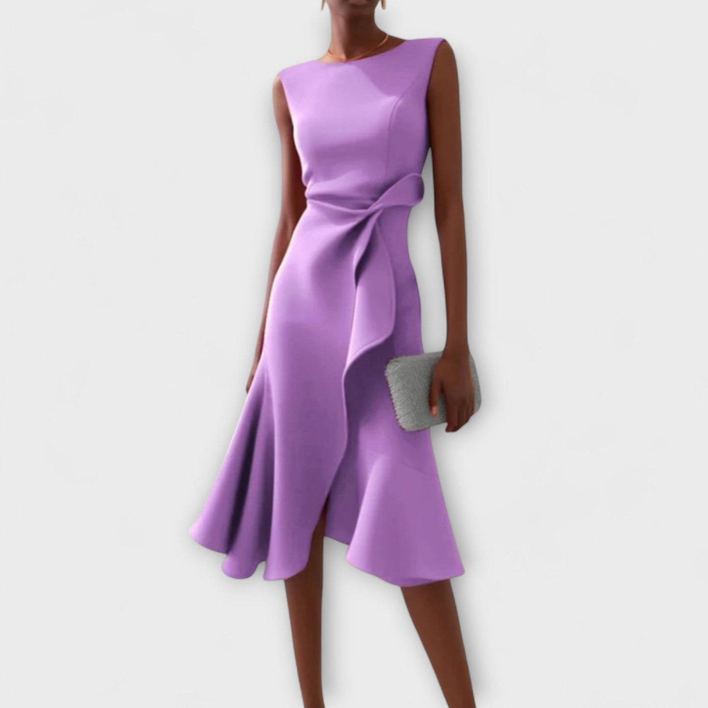Lily | Women's Midi Cocktail Dress with Asymmetric Detail 5