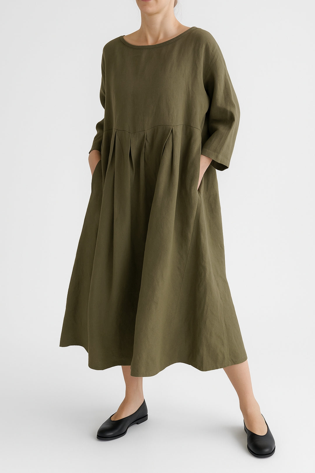 Lily | Women's Midi Dress Relaxed Fit with Front Pleats 1