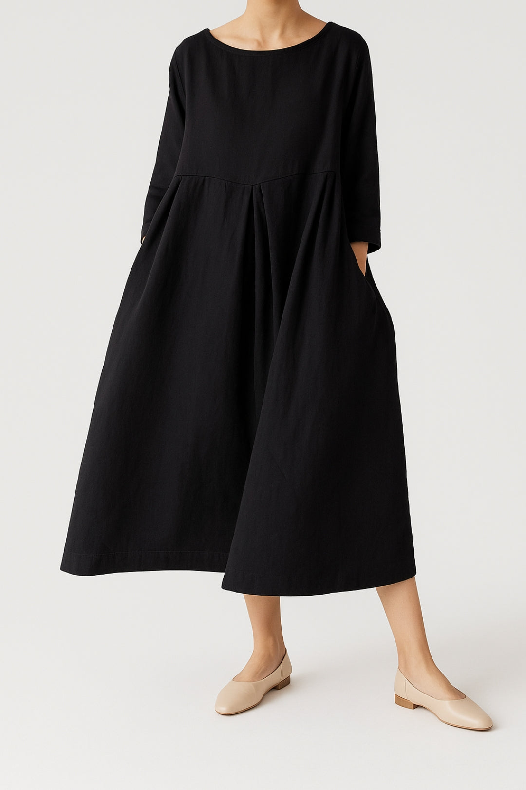 Lily | Women's Midi Dress Relaxed Fit with Front Pleats 3