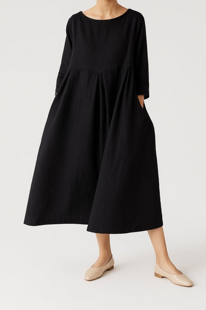 Lily | Women's Midi Dress Relaxed Fit with Front Pleats 3