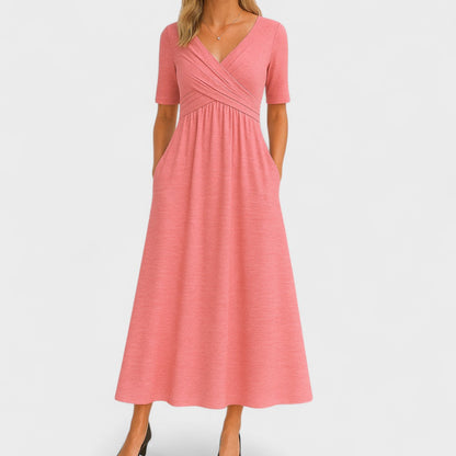 Lily | Women's Midi Dress with V-Neck and Pockets 6