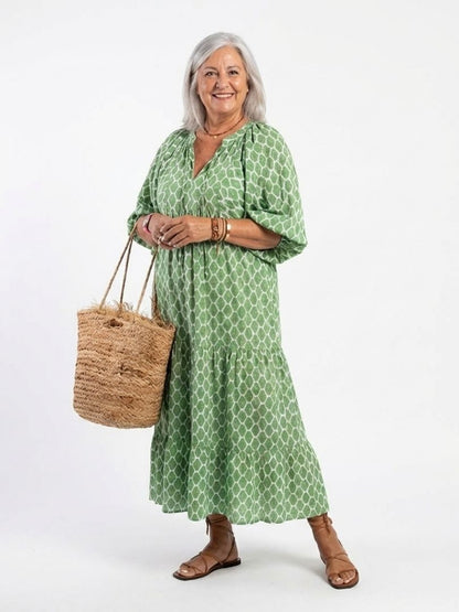 Lily | Women's Midi Dress with V Neck and Tiered Skirt 2