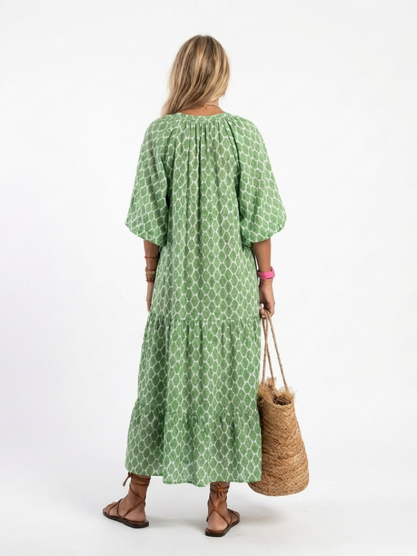 Lily | Women's Midi Dress with V Neck and Tiered Skirt 3