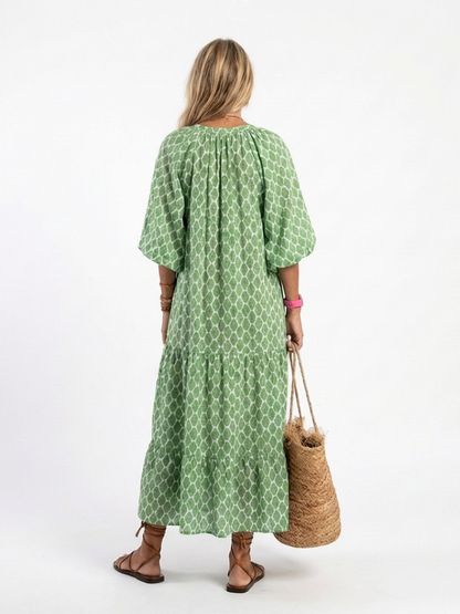 Lily | Women's Midi Dress with V Neck and Tiered Skirt 3