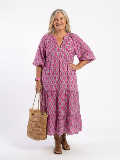 Lily | Women's Midi Dress with V Neck and Tiered Skirt 5