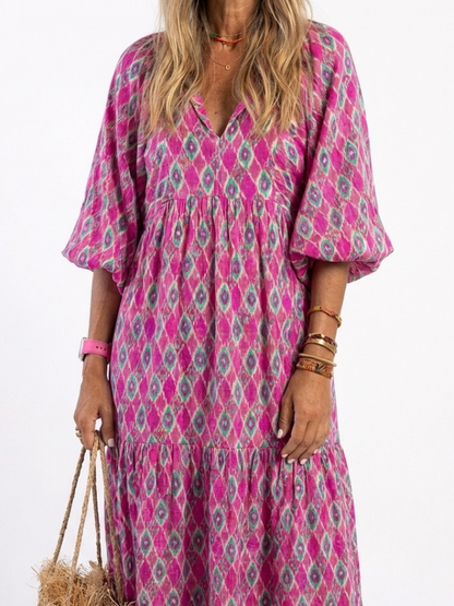 Lily | Women's Midi Dress with V Neck and Tiered Skirt 6