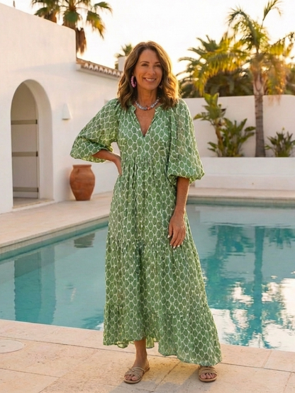 Lily | Women's Midi Dress with V Neck and Tiered Skirt 7