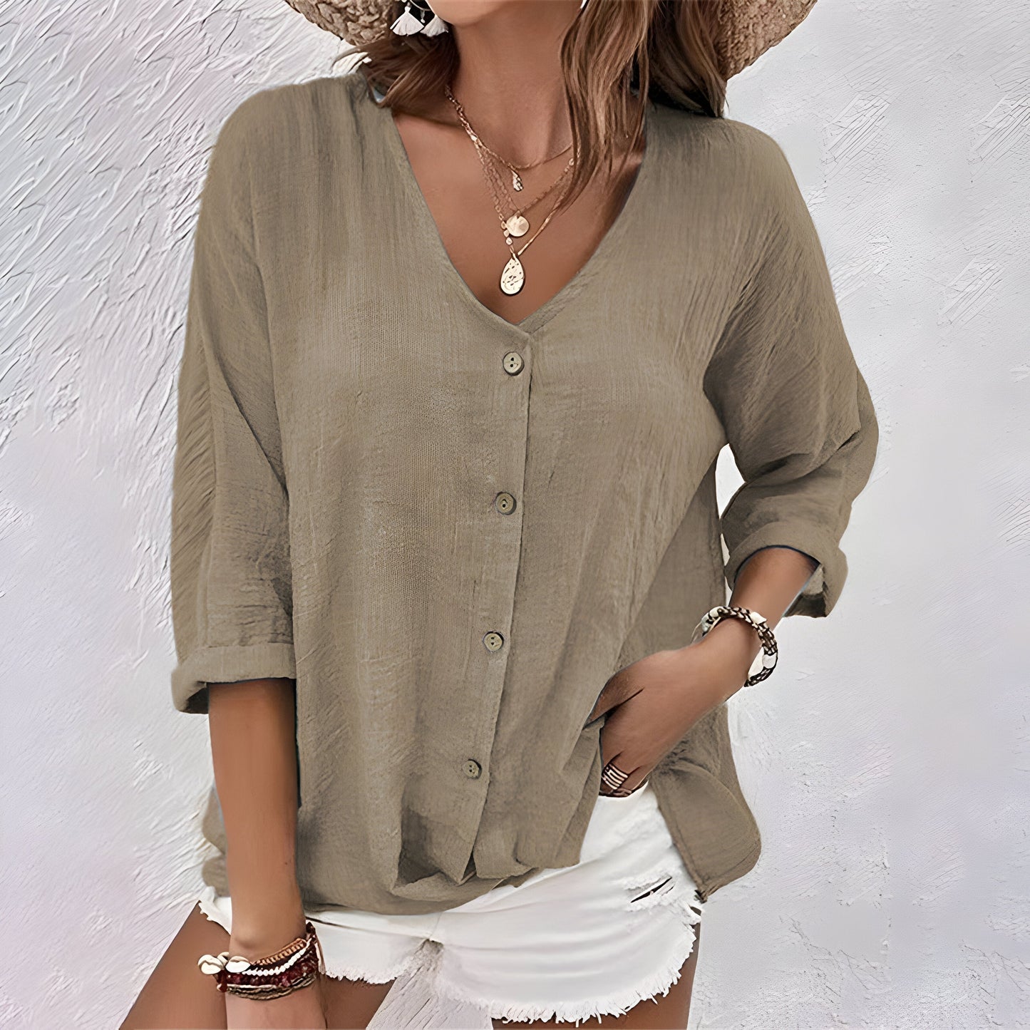 Lily | Women's Relaxed V-Neck Blouse 6