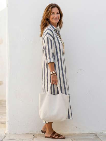 Lily | Women's Striped Long Sleeve Midi Dress 1