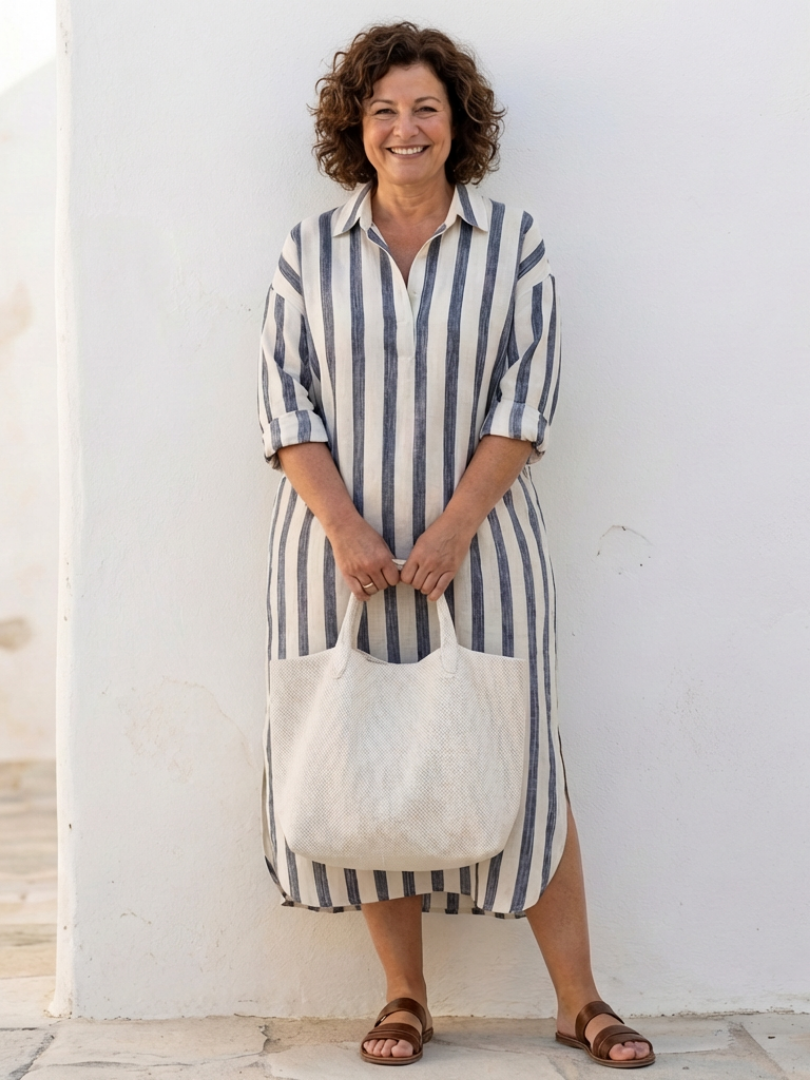 Lily | Women's Striped Long Sleeve Midi Dress 2