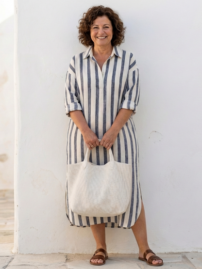 Lily | Women's Striped Long Sleeve Midi Dress 2