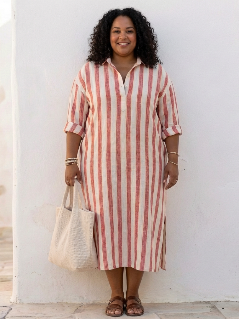 Lily | Women's Striped Long Sleeve Midi Dress 4