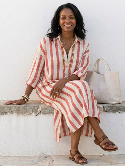 Lily | Women's Striped Long Sleeve Midi Dress 5