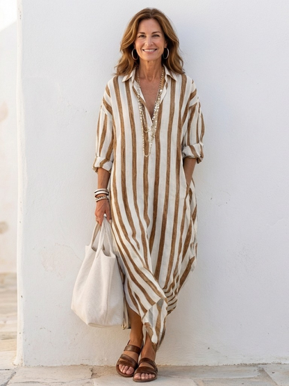 Lily | Women's Striped Long Sleeve Midi Dress 6