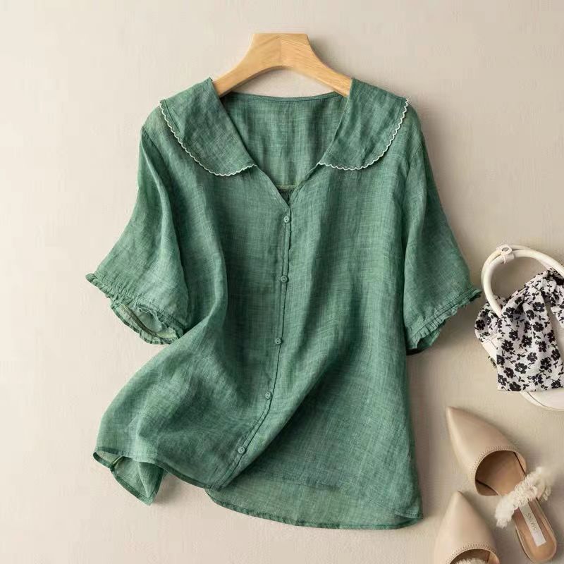 Lily | Women's Vintage Blouse with Scalloped Collar 0